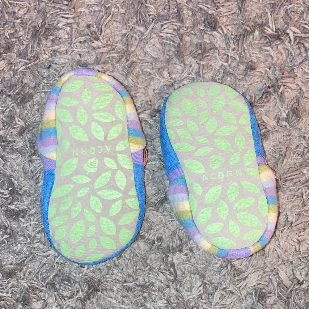 Acorn sea otter, 18 24 months moccasins Blue and Purple Baby Slippers boy girl